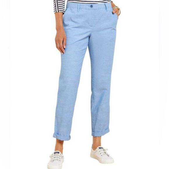 Talbots Relaxed Chino Chambray Pants Size 14P Travel Resort Vacation - Picture 2 of 8